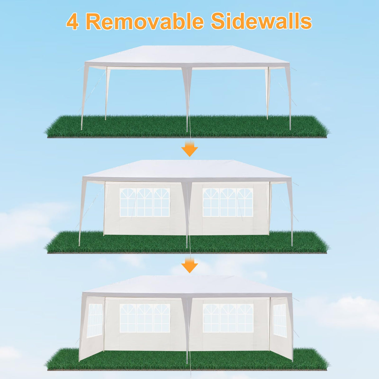 Outvita Outdoor Party Tent, Patio Canopy Tent Gazebo with Removable Sidewalls Instant Event Tent for Cater Events Wedding Birthday Pavilion Beach BBQ (10'x20') Outvita