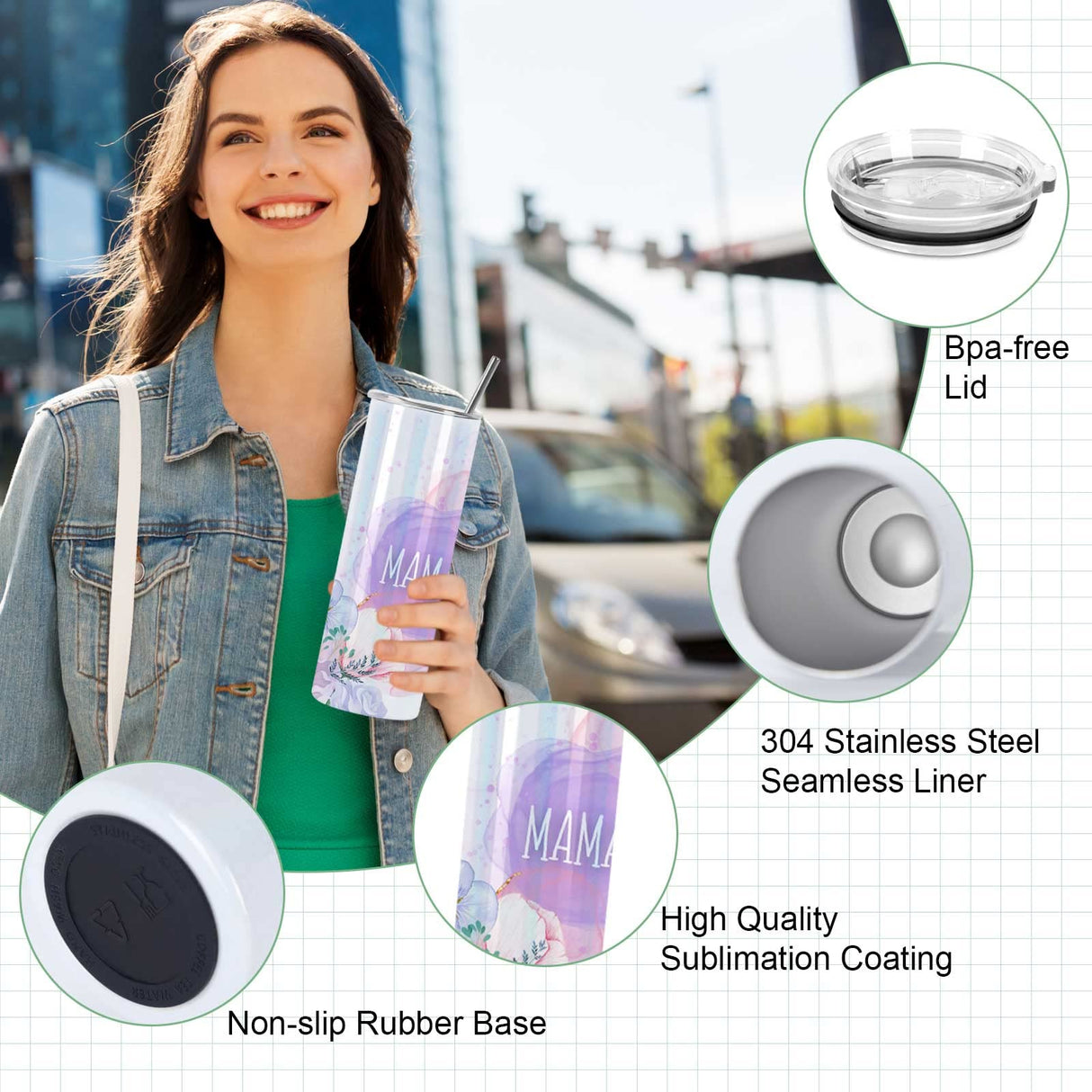 Wzaytia Glitter Sublimation Tumblers 20 Oz Skinny Straight, 8 Pack Sublimation Glitter Shimmer Tumbler Blanks, Individually Boxed Stainless Steel Glitter Tumblers, White Wzaytia