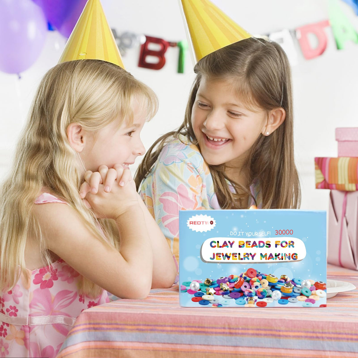 Redtwo 30000 Pcs Clay Beads Bracelet Making Kit, 9 Boxes 192 Colors Friendship Bracelet Kit Flat Polymer Heishi Beads for Jewelry Making, Crafts Gift for Girls Ages 6-12 Redtwo