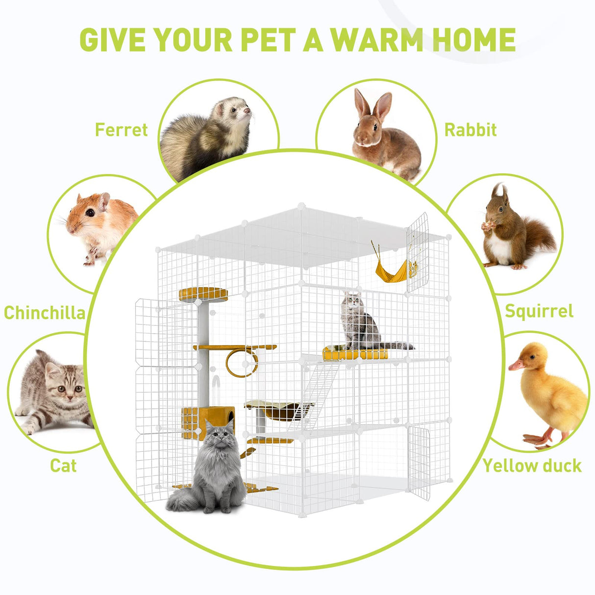 Large Cat Cage,Cat Cage Enclosure Indoor DIY Cat Playpen Detachable Metal Wire Kennels Crate Large Exercise Place Ideal, for 1-4 Cats,Ferret, Chinchilla, Rabbit, Small Animals Generic