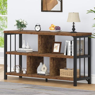 IBF Rustic Brown 3-Tier Industrial-Style 5-Cube Bookshelf and Storage Organizer