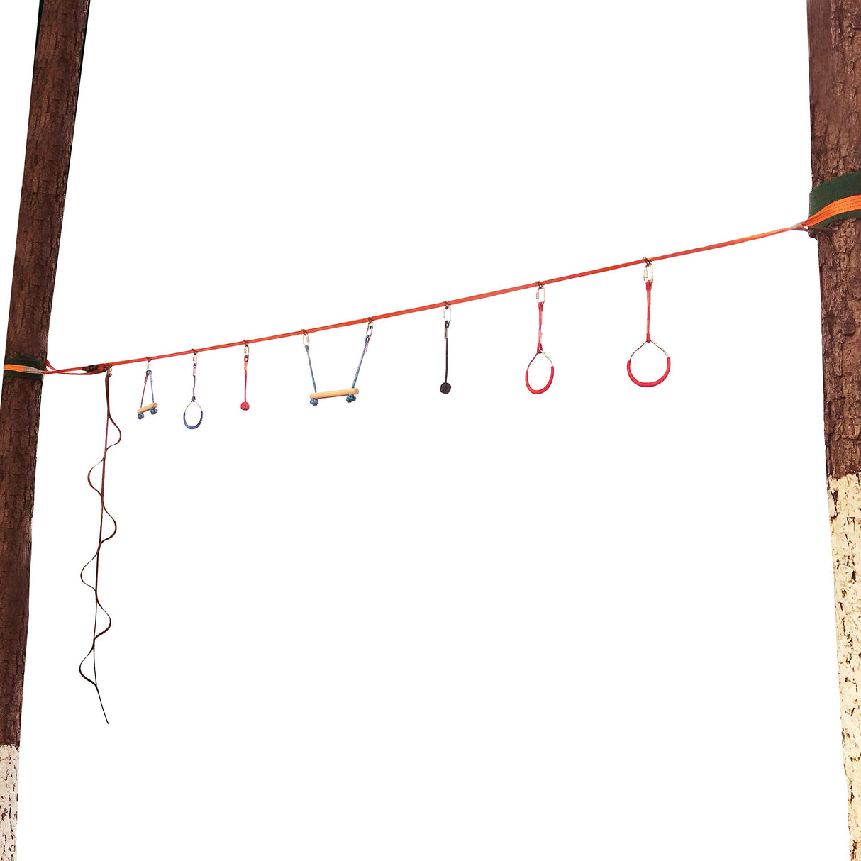 50FT Jungle Gym Ninja Warrior Training Equipment Hanging Monkey Bar, Adjust Kids Adults Obstacles Course Backyard Playground Trapeze Playset- Climb Rope Ladder, Wood Swing Bar, Ninja Ring, Monkey Fist Hokilands