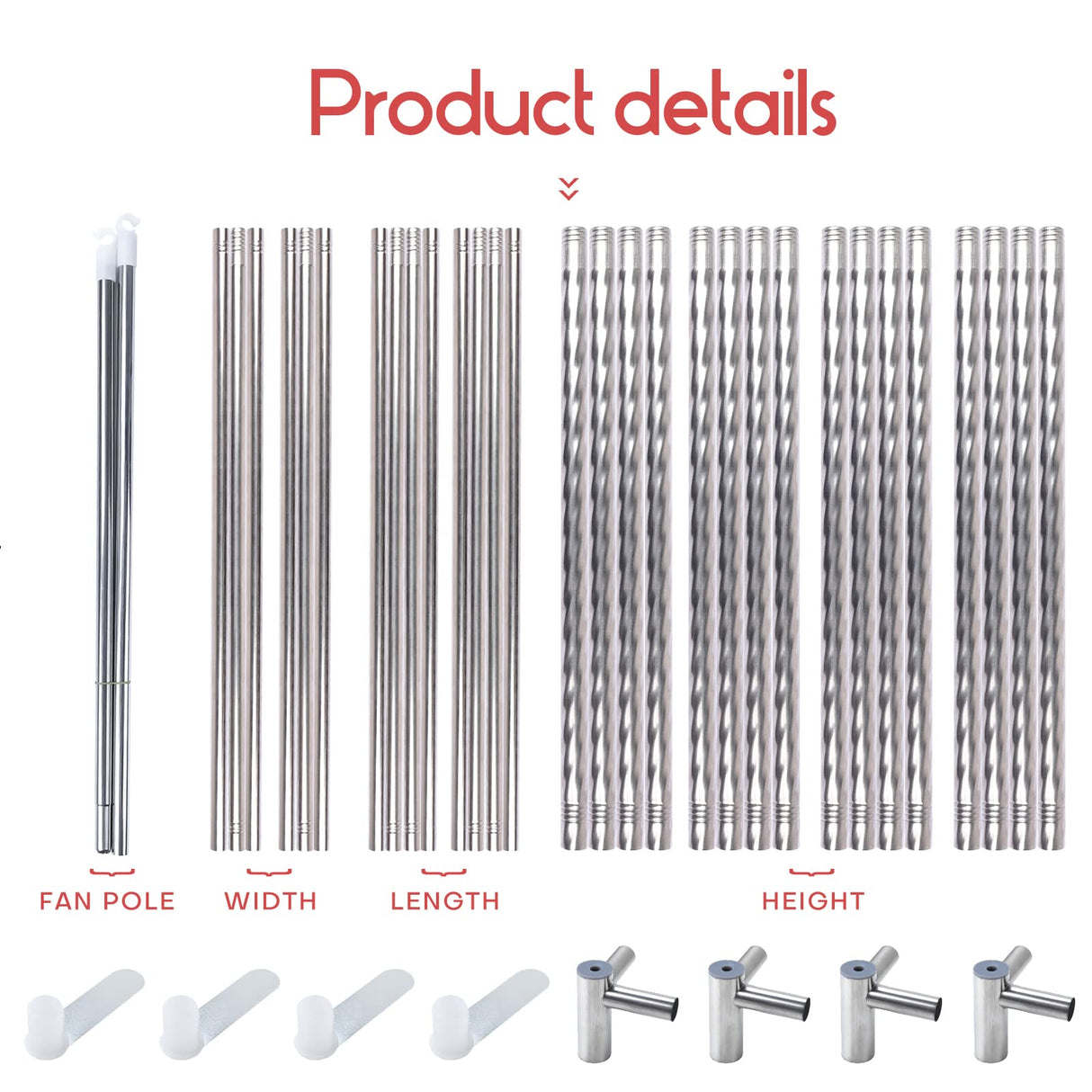 Foreate Canopy Bed Frame Stainless Steel Twin Size Bed Canopy Frame & Bed Poles, Fit for Four-Corner Bed and Mosquito Curtains, Twin (Silver) Foreate