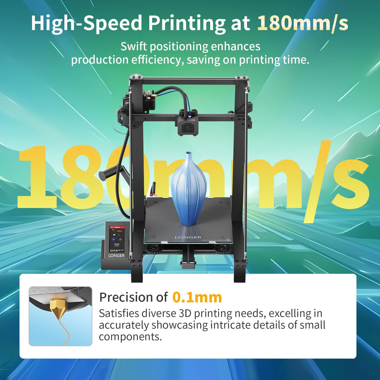 LK5 Pro 3D Printer, 3D Printer with 4.3" Color Touch Screen, FDM 3D Printers for DIY Home and School,Large Print Size 11.8"x11.8"x15.7" QFLONGER