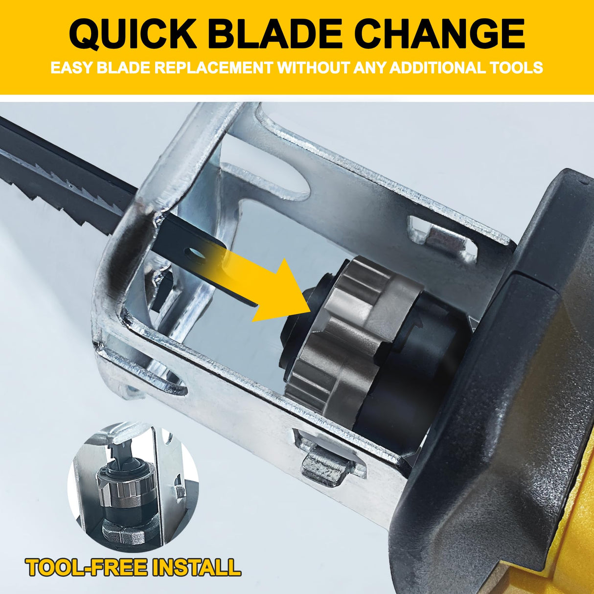 Cordless Reciprocating Saw for DeWalt 20V Battery, Brushless Power Recipro Saw, 0-3500SPM Variable Speed, Tool-free Blade Change, 4 Saw Blades Kit for Wood/Metal/PVC Cutting, Bare Tool L1NXIXI