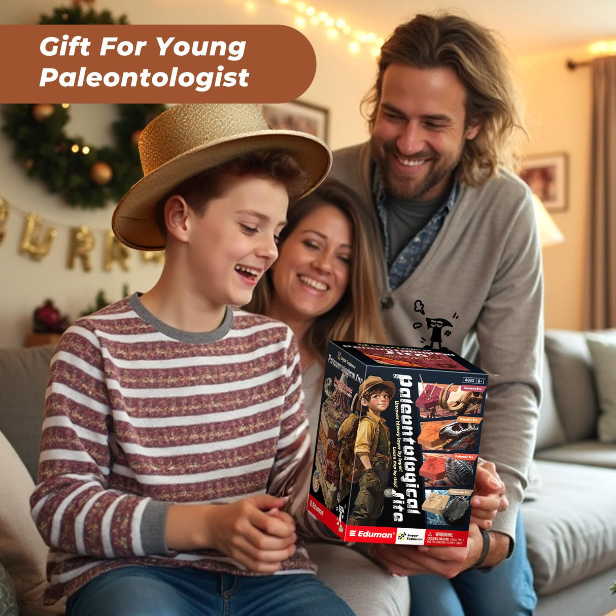 EDUMAN Paleontological Site Fossil Dig Kit for Kids, Dig Up 4 ERAS Ancient Creatures Kit, Archaeology Kits with Rocks and Minerals, Educational Stem Toy for Kids Age 6+, Birthday Gift for Boys Girls EDUMAN