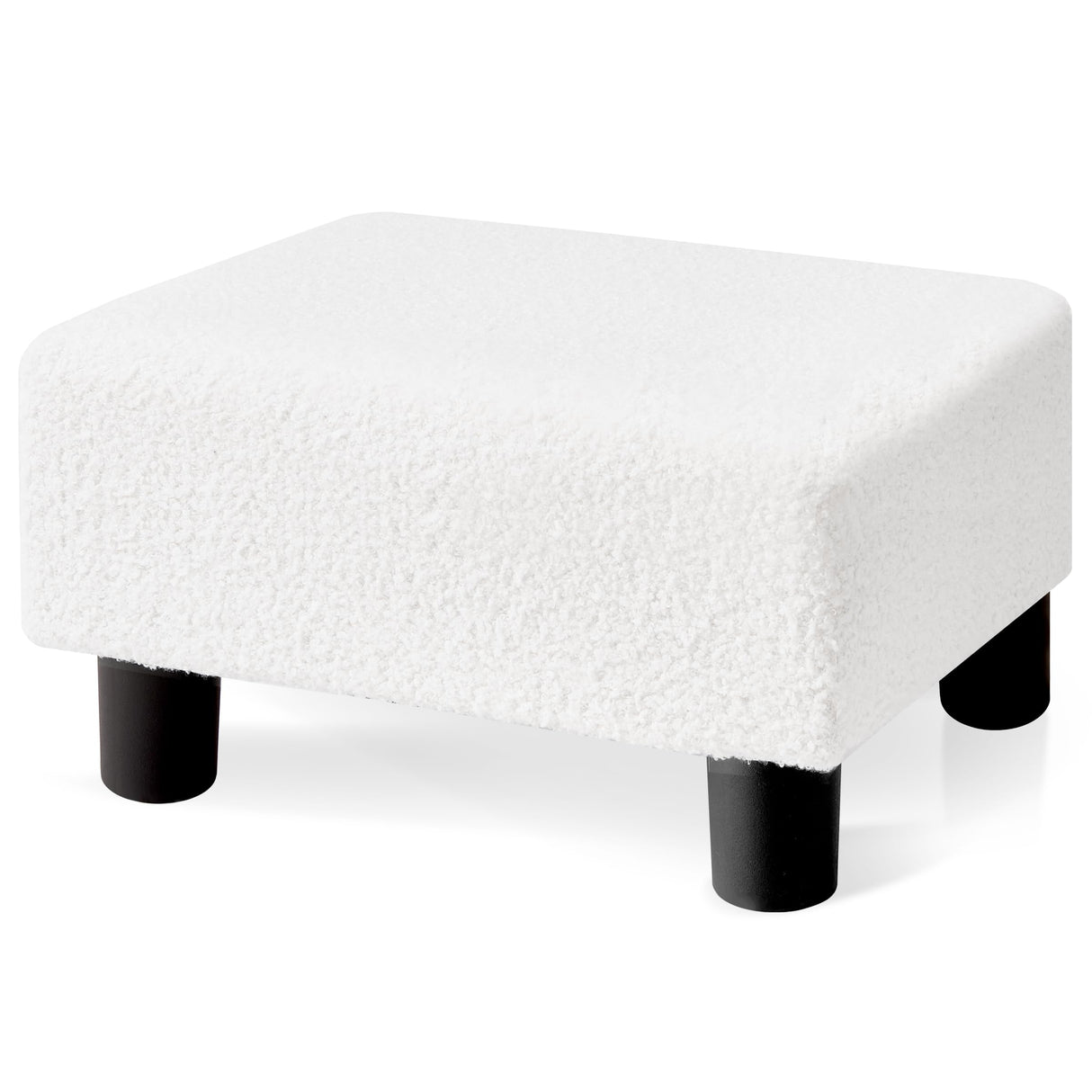 BRIAN & DANY Small Foot Stool Ottoman, Footstool with Legs, Teddy Velvet Foot Rest for Living Room, Bedroom and Office, White BRIAN & DANY