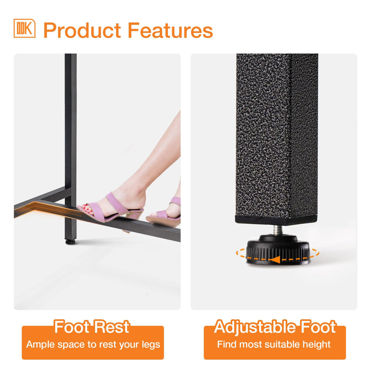 ODK 55 Inch Outdoor Bar Table, Patio Counter Bar Height Table with Weather Resistant Waterproof Top for Garden, Hot Tub, Yard, Balcony, Poolside, Indoor (Black) ODK