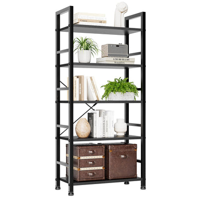 SMUG Book Shelf, 5 Tier Bookshelves Tall Modern Bookcase Shelf Organizer Storage Shelving Unit for Bedroom Living Room and Home Office Black