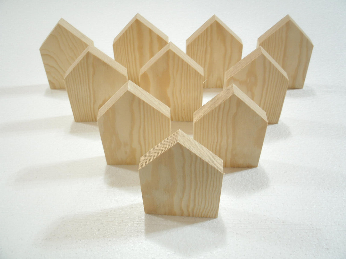 10 LARGE Unfinished wood house shapes, wooden house cutouts, wooden blocks, wooden block house, WoodArtSupply