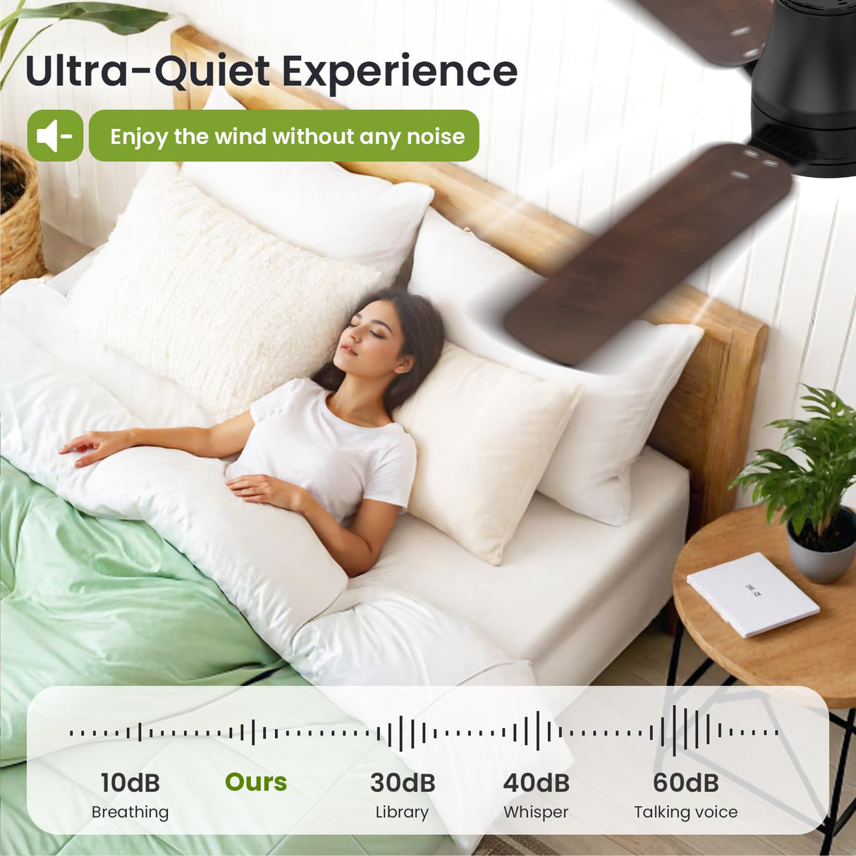 OSTIVE Ceiling Fans with Lights and Remote: 52 Inch Modern Black Ceiling Fan, Low Profile Flush Mount, Quiet Reversible DC Motor & 3CCT Dimmable LED for Bedroom Living Room Kitchen Indoor Outdoor OSTIVE