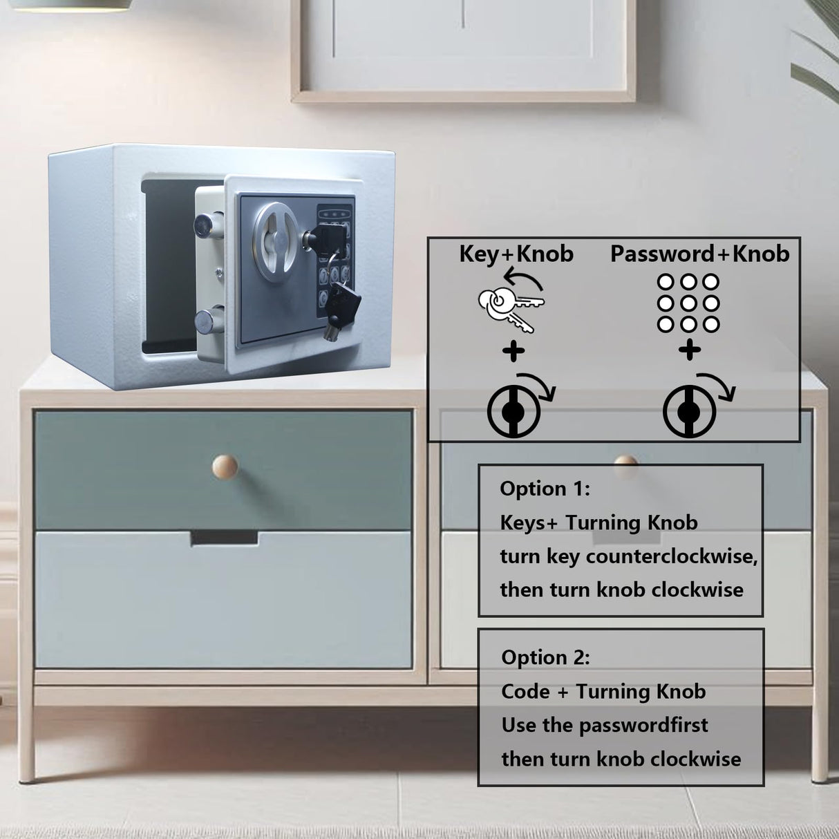 Yuanshikj Electronic Deluxe Digital Security Safe Box Keypad Lock Home Office Hotel Business Jewelry Gun Cash Use Storage (Silver 1) Yuanshikj