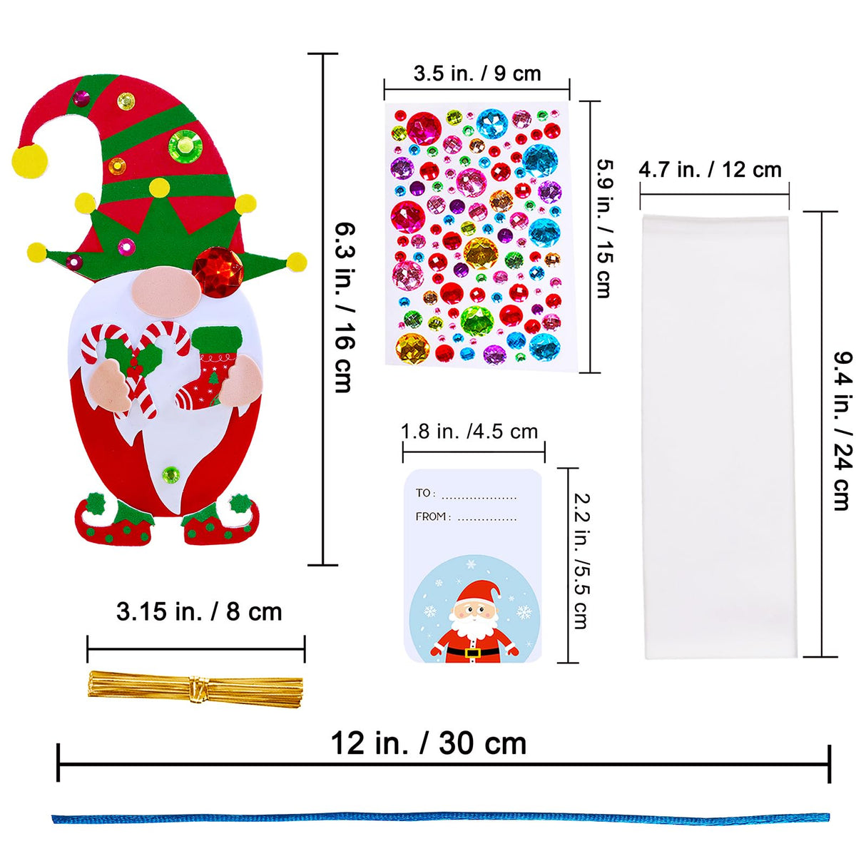 Winlyn 24 Sets Christmas Craft Kits - Winter Crafts DIY Gnome Ornaments & Decorations Art Sets with Foam Stickers for Kids Holiday Seasonal Home & Classroom Activities Party Favors Winlyn