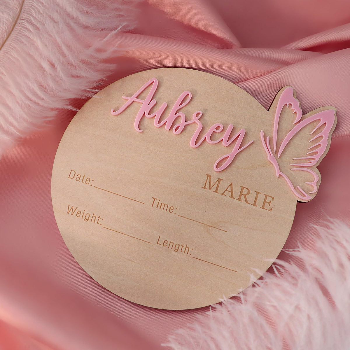 Personalized Butterfly 3D Name Sign for Hospital,Custom Wooden Baby Name Announcement Sign And Footprint Sign for Photo Prop Baby Shower Nursery Gift HZGUEOSTB
