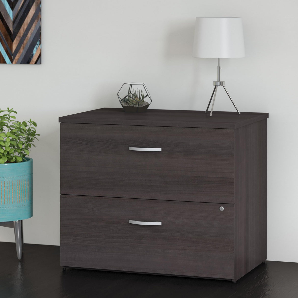 Bush Business Furniture Studio C 2 Drawer Lateral File Cabinet-Assembled, Locking Document Storage for Home or Professional Office, 16W, Storm Gray Bush Business Furniture
