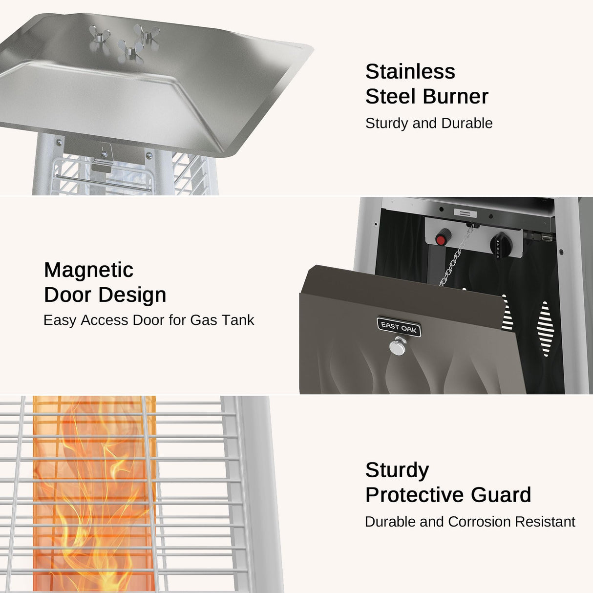 EAST OAK Pyramid Patio Heater, 48,000 BTU Outdoor Patio Heater, Quartz Glass Tube Propane Heater for Commercial & Residential, Triple Protection System, With Wheels, 2024 Upgrade, Bronze EAST OAK