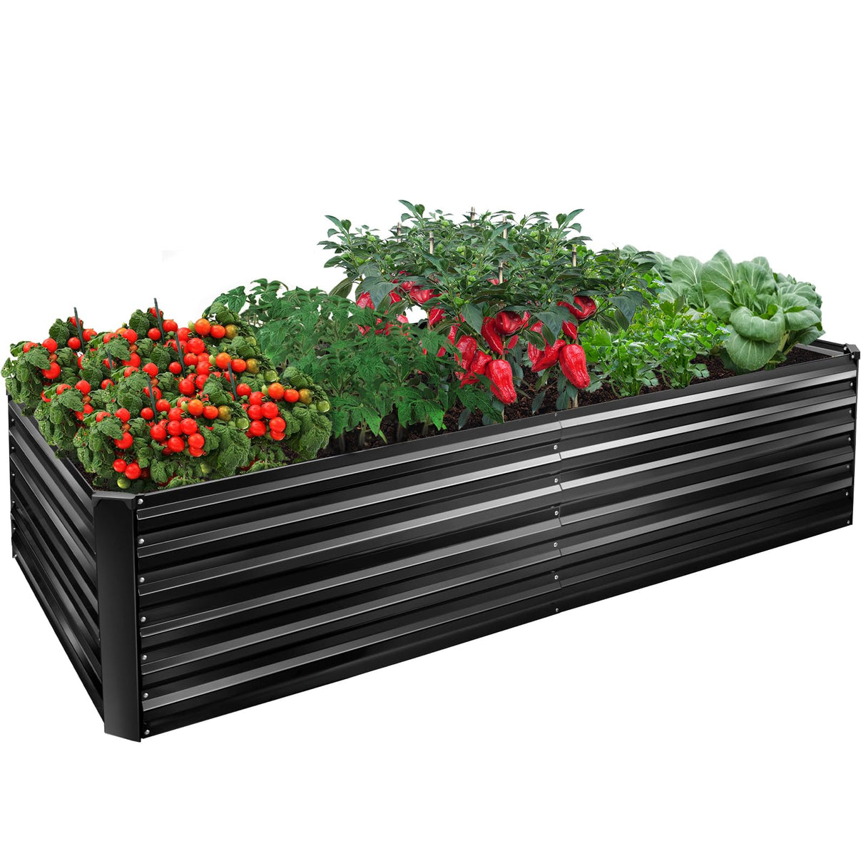 EDOSTORY Metal Raised Bed Garden Bed Kit, 8x4x2ft Tall Galvanized Planter Raised Garden Boxes Outdoor, Large Metal Raised Garden Beds for Flowers, Vegetables, Herbs EDOSTORY