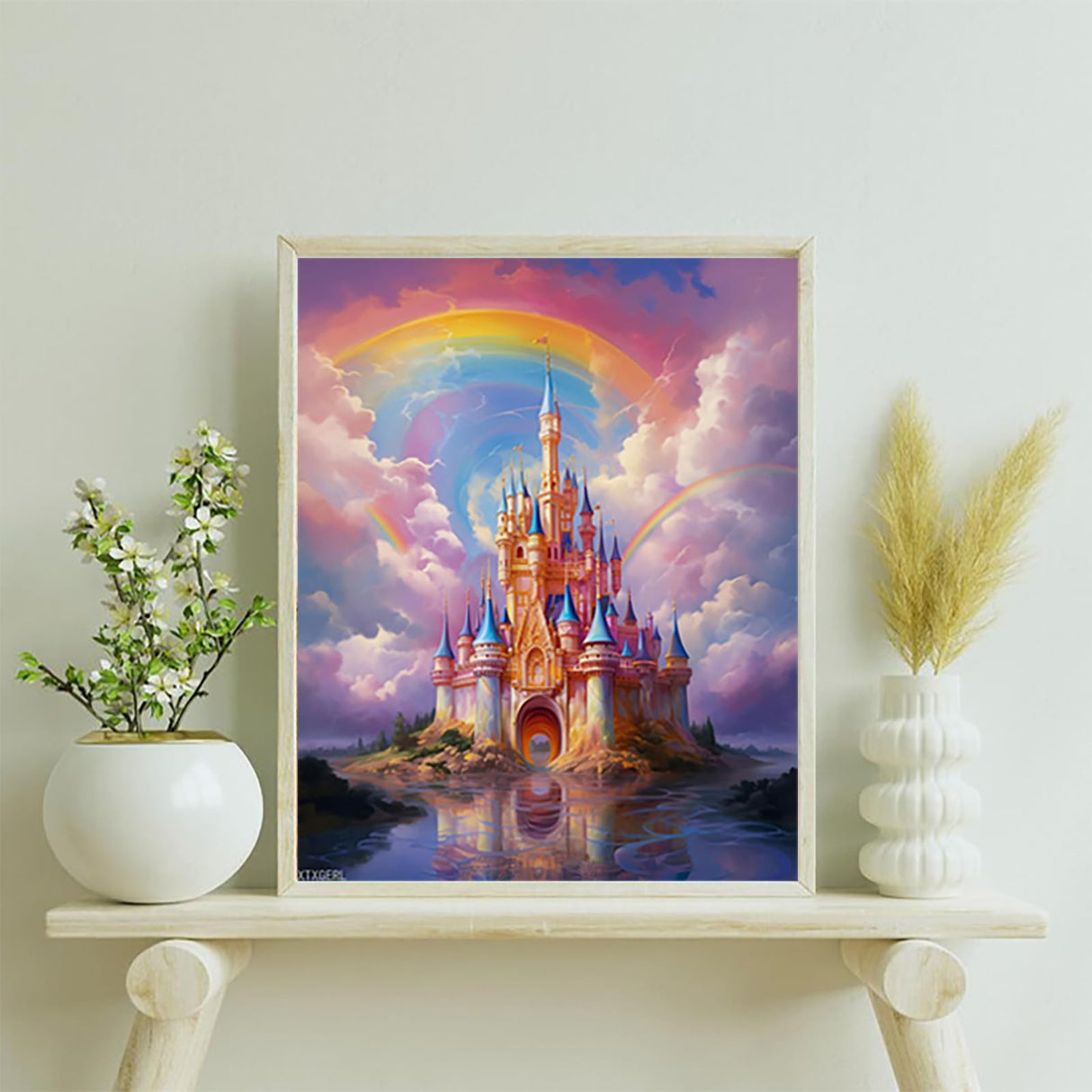 XTXGERL Paint by Numbers, Rainbow Castle Clouds, Adult Crafts Adult Paint by Number Kits, Arts Crafts for Home Decor (No Frame,16x20 inch) XTXGERL