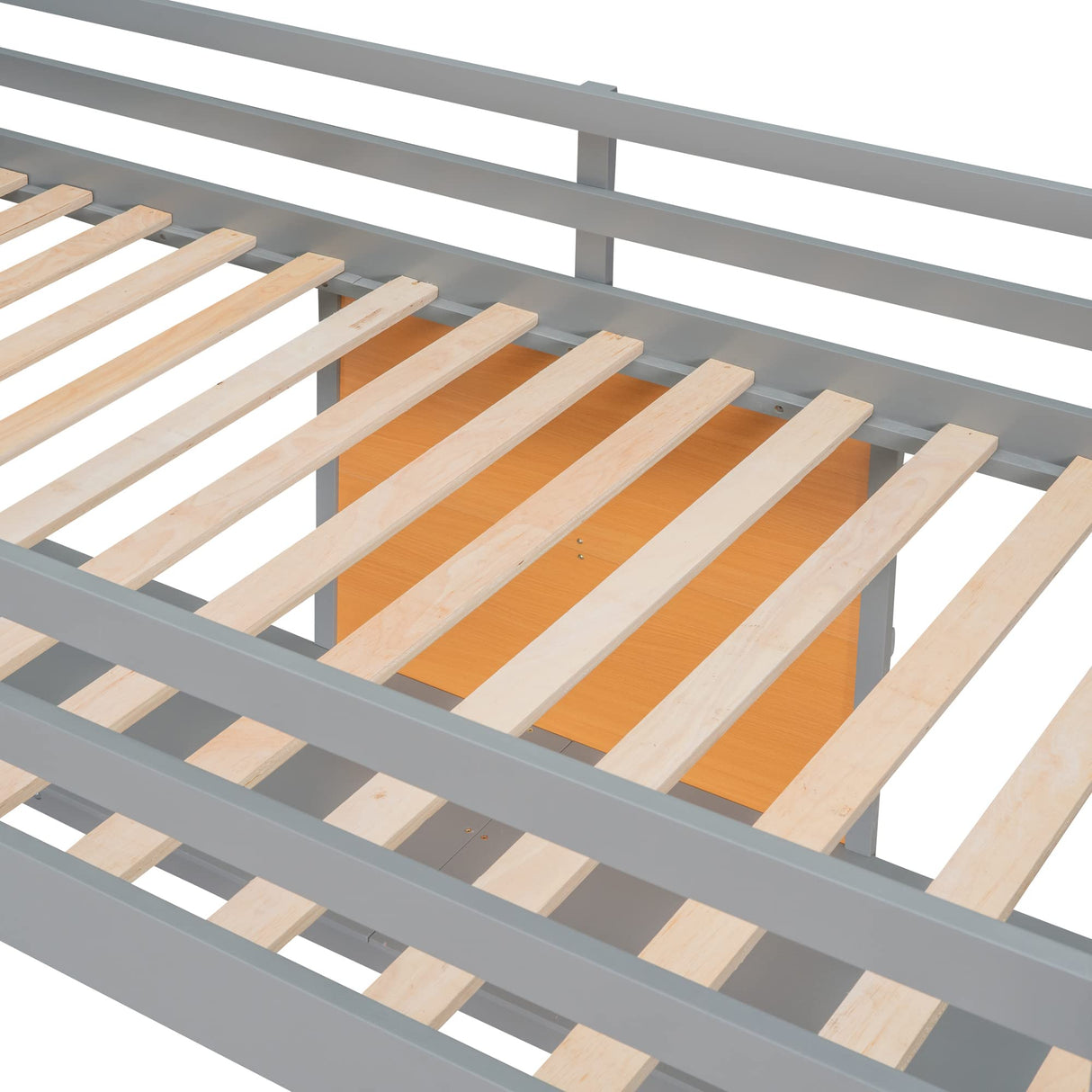 Merax Grey Twin Loft Bed with Desk and Storage – Sturdy Wooden Frame with Writing Board and Dual Ladder Design Merax