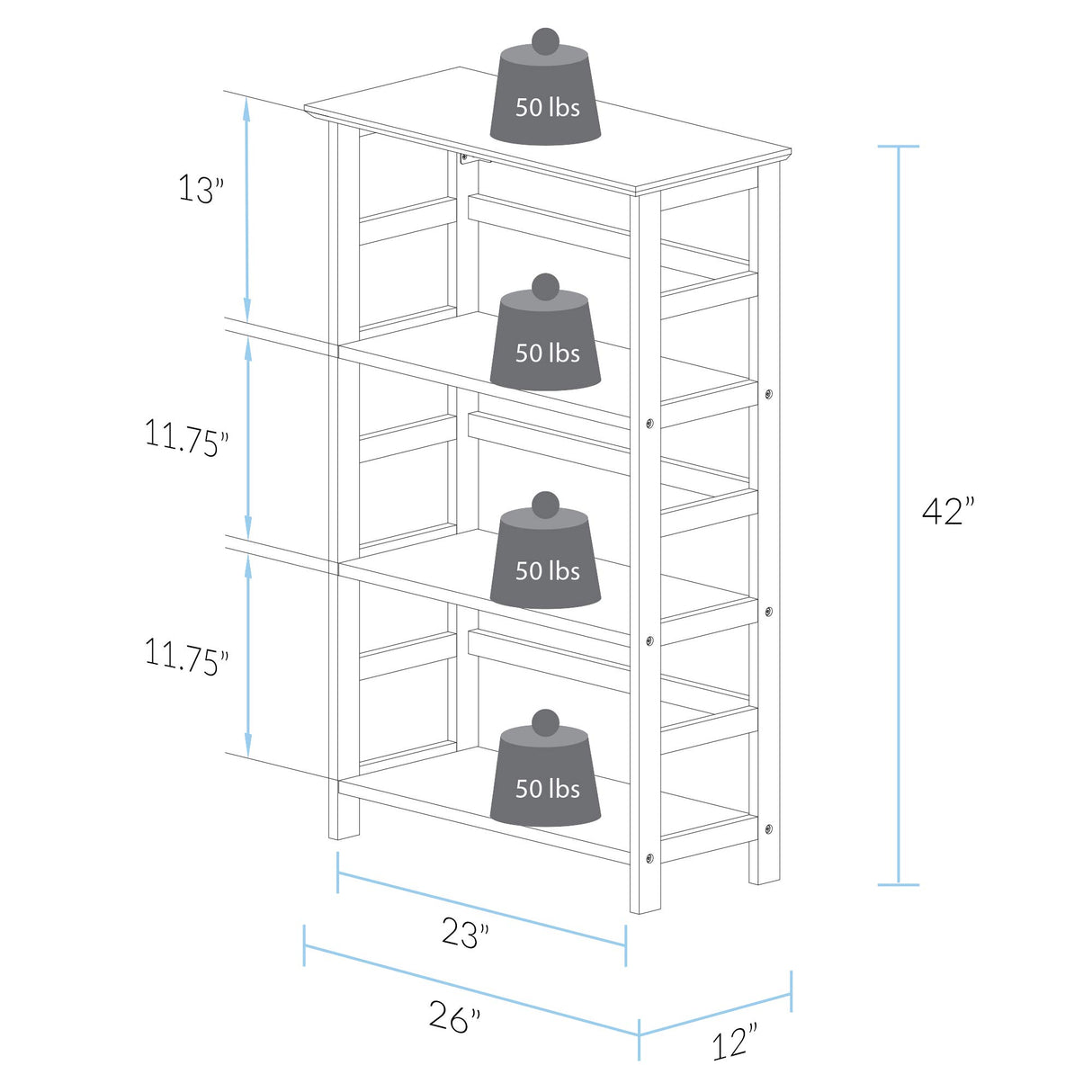 Casual Home Soho Manhattan 4-Shelf Bookcase 26 Wide - Espresso, 304-44 Casual Home