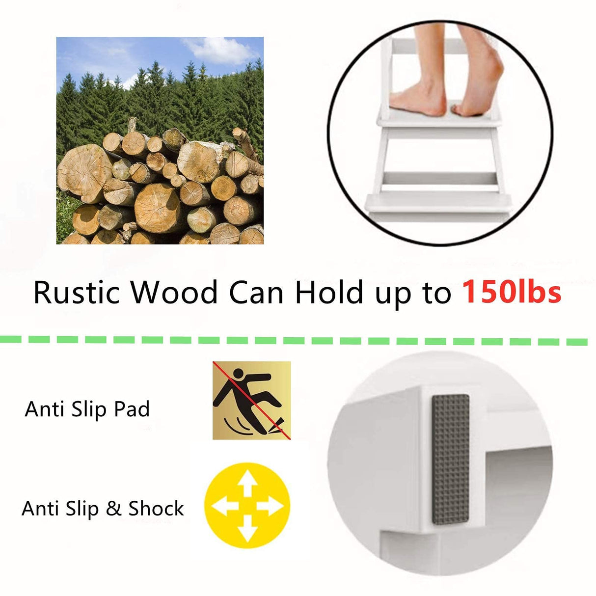 Popin Lover Kitchen Step Stool for Kids and Toddlers with Safety Rail, White Kids Step Stool Standing Tower Stool for Bathroom& Kitchen Popin Lover