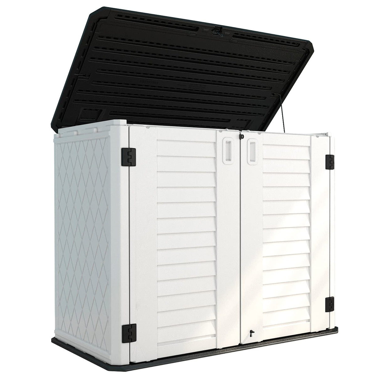 HOMSPARK Storage Shed Weather Resistance, Multi-Purpose Outdoor Storage Cabinet for Backyards and Patios, Horizontal Storage Shed for Lawnmower, Patio Accessories (White 1, Large - 26 cu.ft) HOMSPARK
