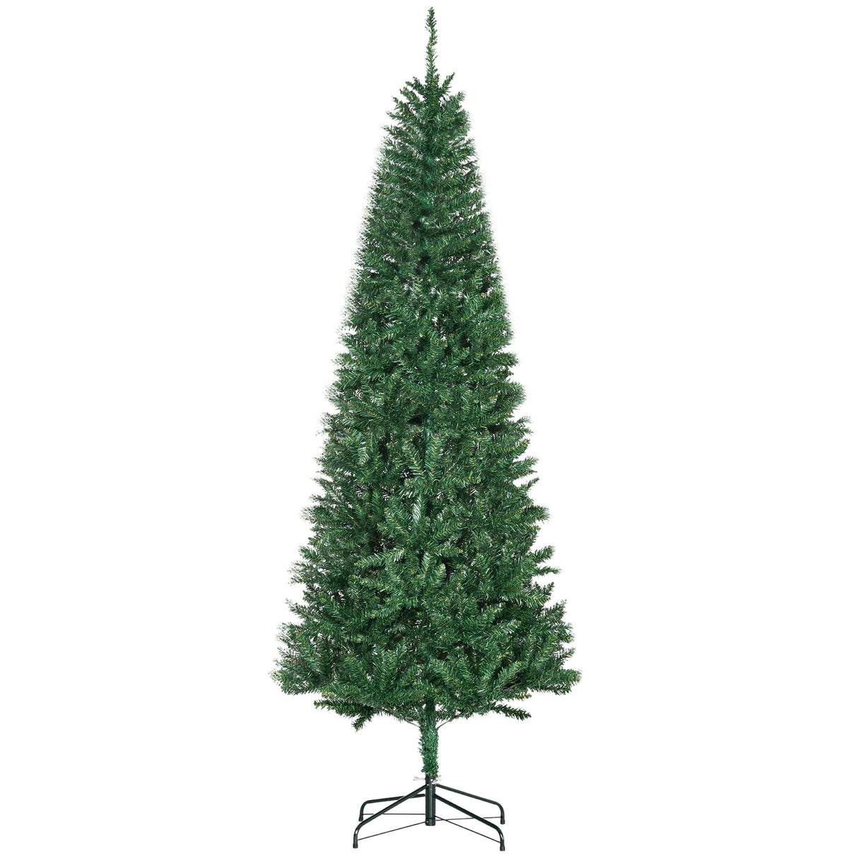 HOMCOM 7' Tall Unlit Slim Fir Artificial Christmas Tree with Realistic Branches, and 865 Tips, Green HOMCOM