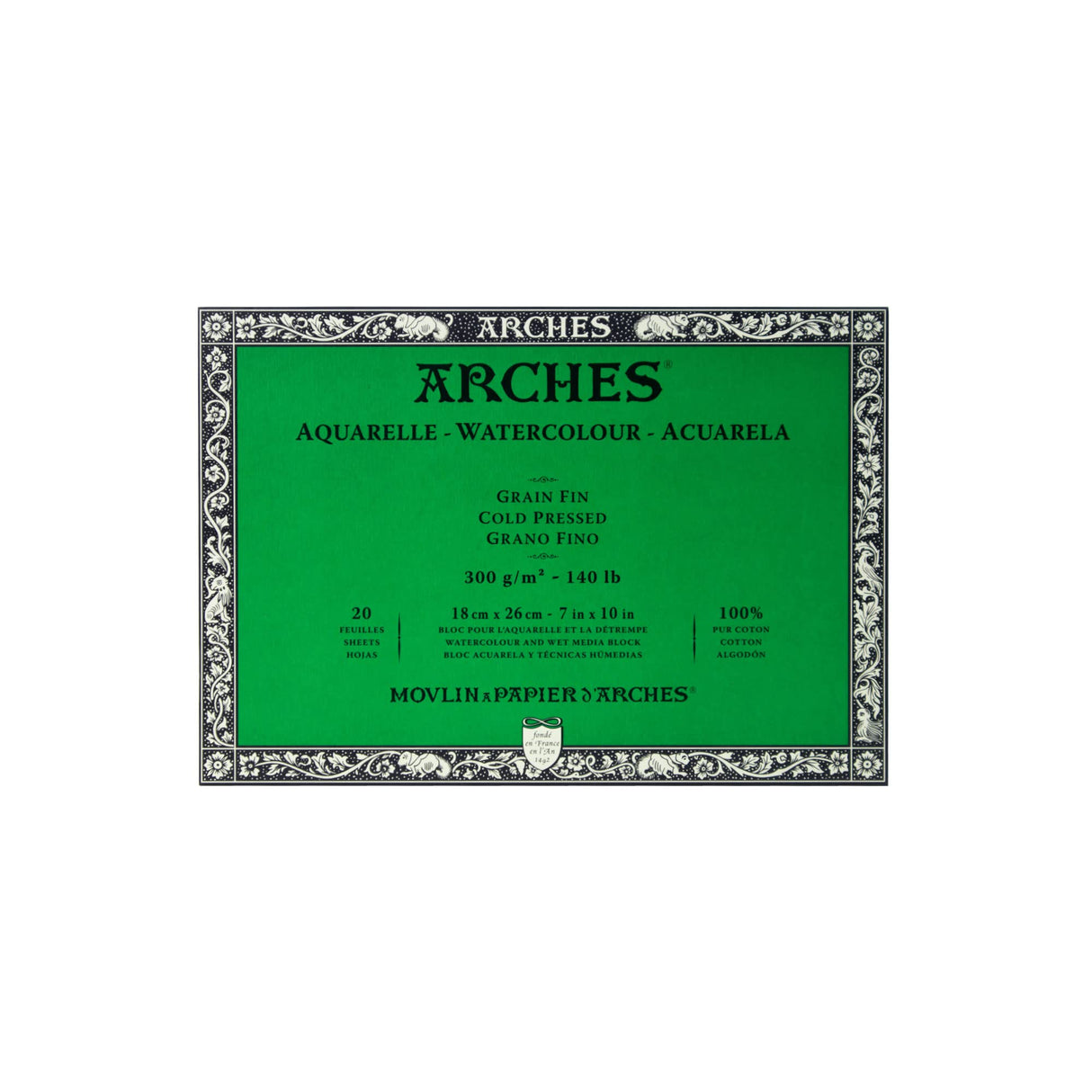 Arches Watercolor Paper Block, Cold Press, 7" x 10", 140 pound Arches