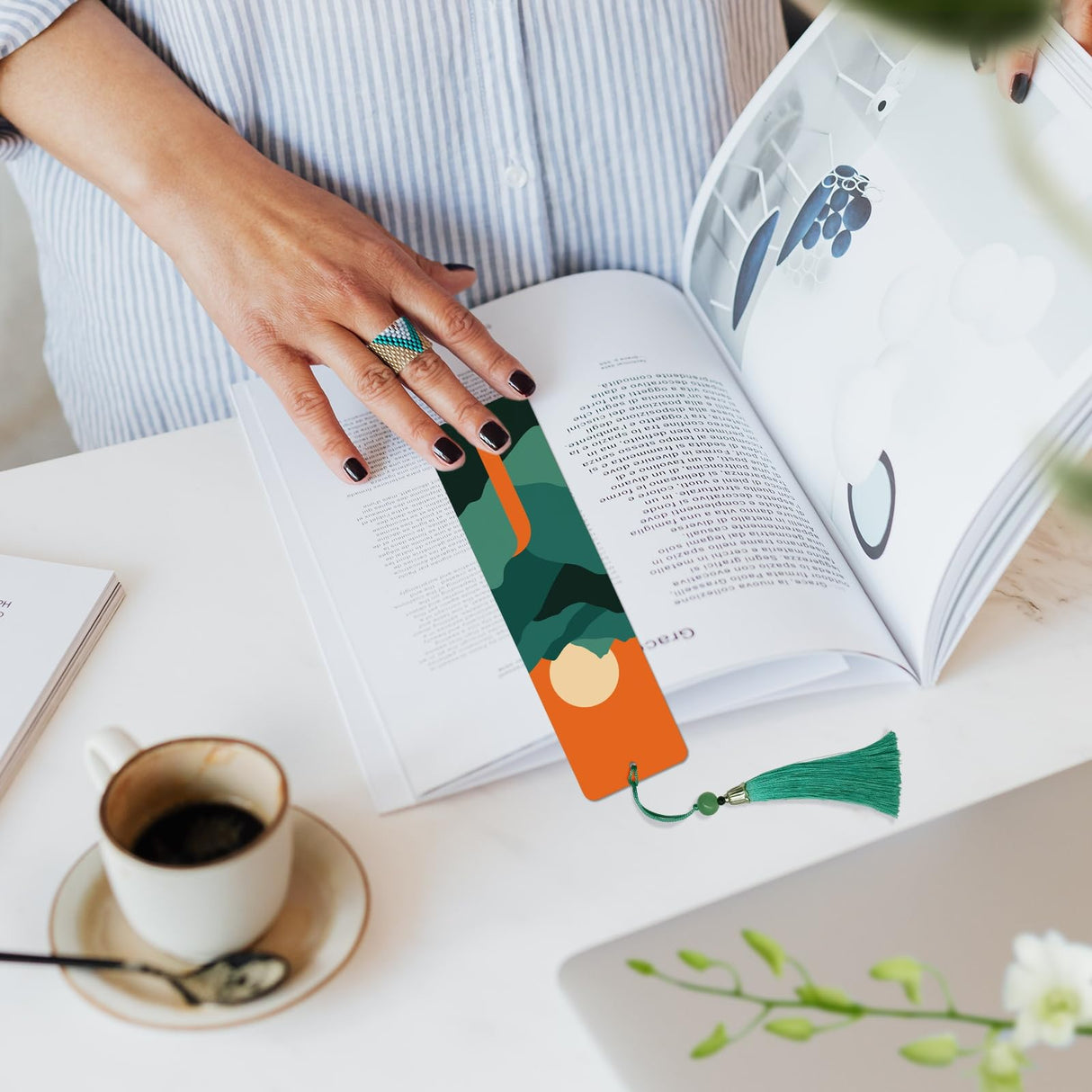 JOOZ Mountain Paint by Numbers Kit for Adults, 4 Pack Wood Bookmarks Paint by Numbers for Book Lovers, DIY Sunset Oil Painting by Number Bookmarks with Tassel for Gift 7x2 Inch JOOZ