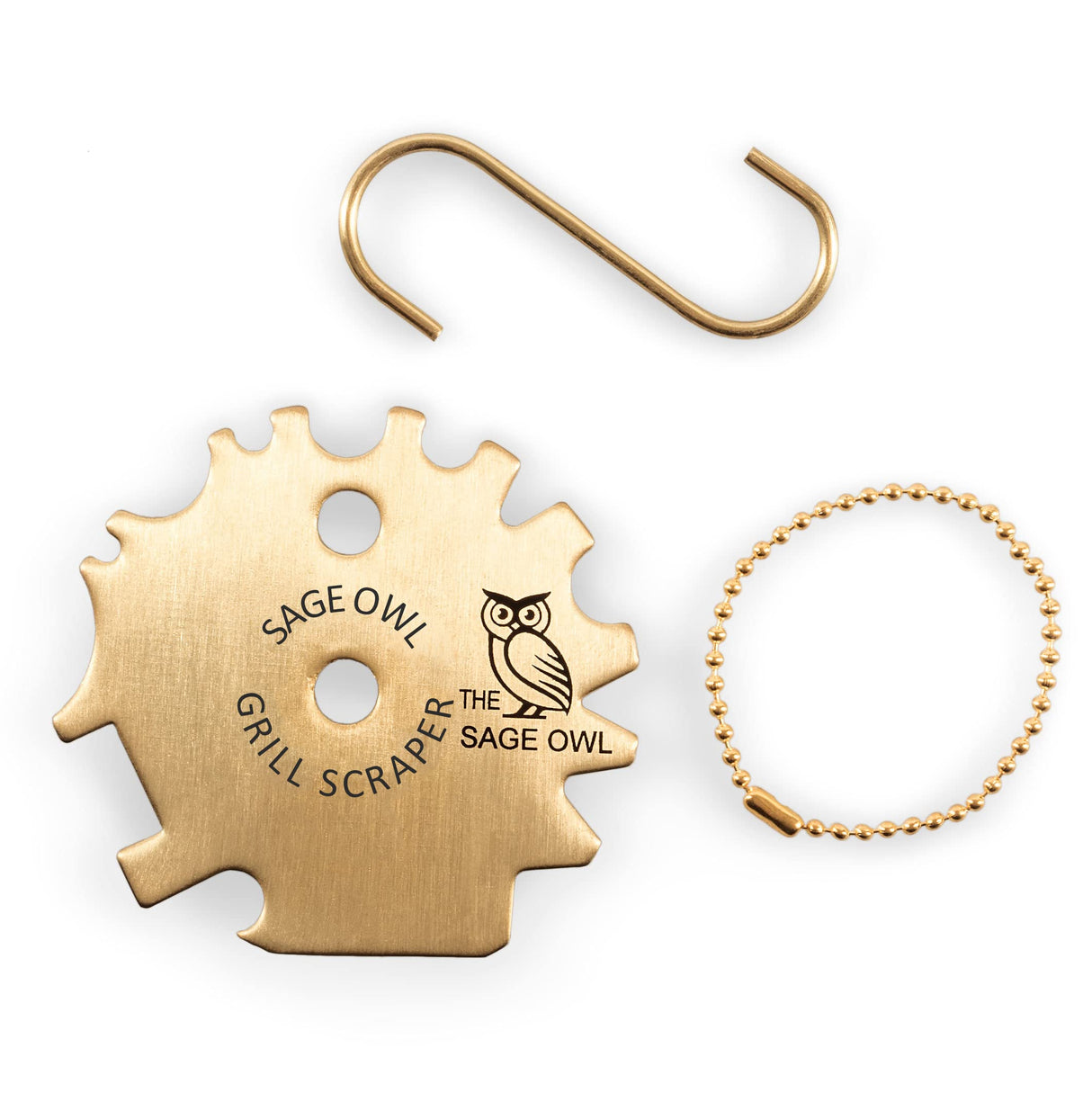 Sage Owl Bristle-Free Brass BBQ Grill Scraper – Safe Grill Cleaner for Outdoor, Porcelain, and Smoker Grills – Kitchen Gadgets, Barbecue Grilling Tools - Unique Gifts for Men Who Have Everything The Sage Owl