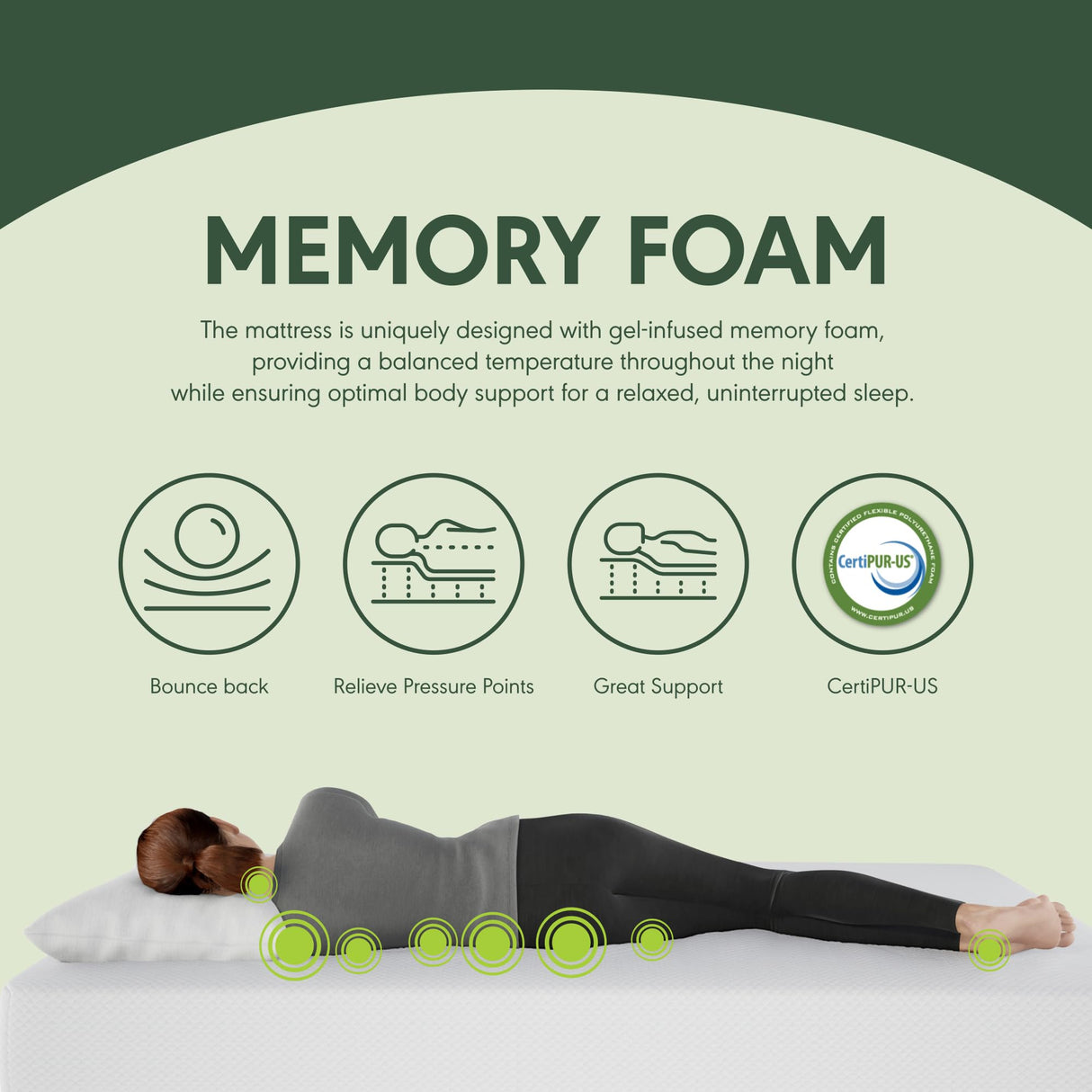 Furinno Tidur Cooling Gel Memory Foam Mattress, 12 Inch, California King Furinno