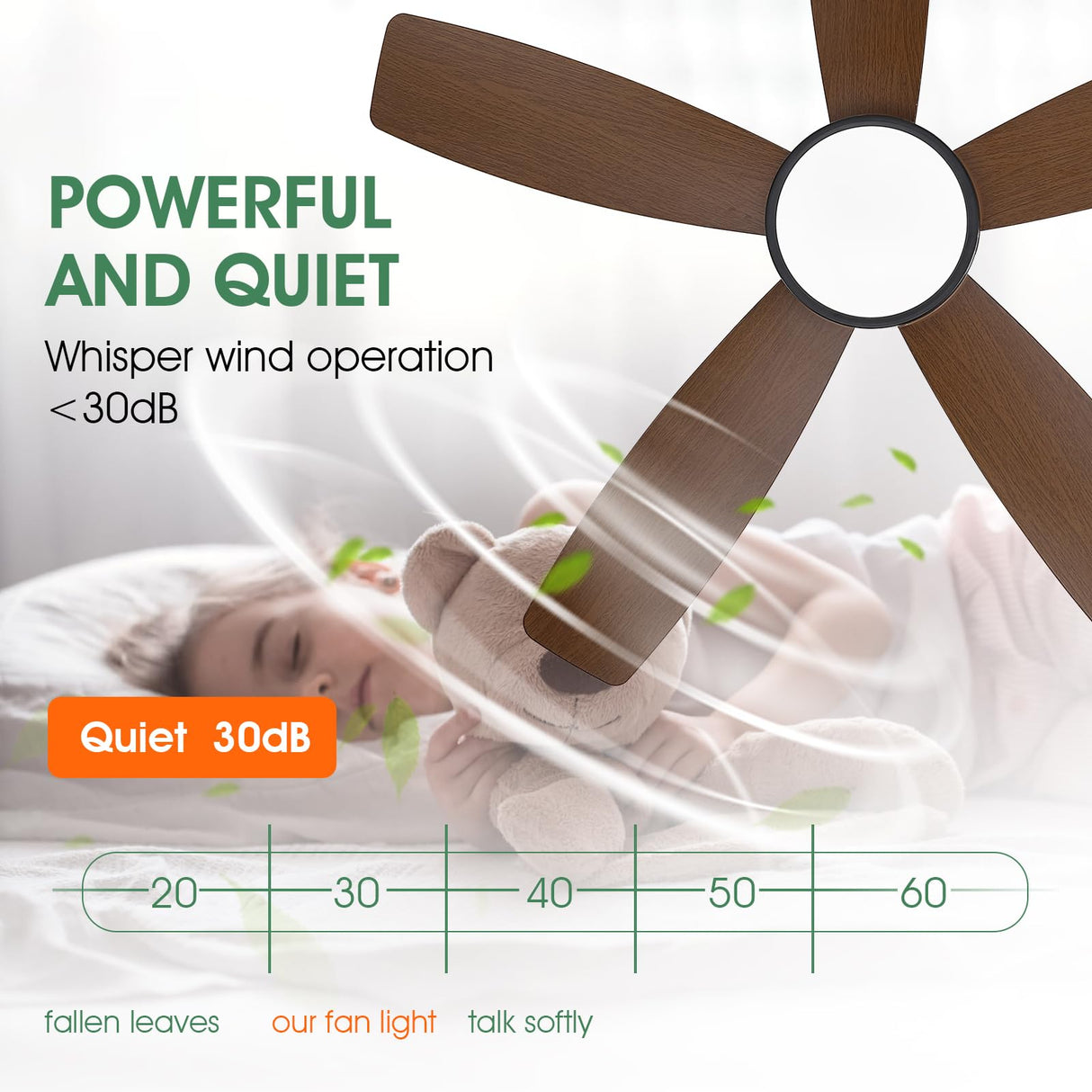 Ceiling Fans with Lights and Remote/APP Control, 41 inch Low Profile Flush Mount Ceiling Fan with Lights, LED Dimmable 5 Reversible Curved Blades 3 CCT 6 Speeds for Bedroom Living Room, Wood Wiviniya