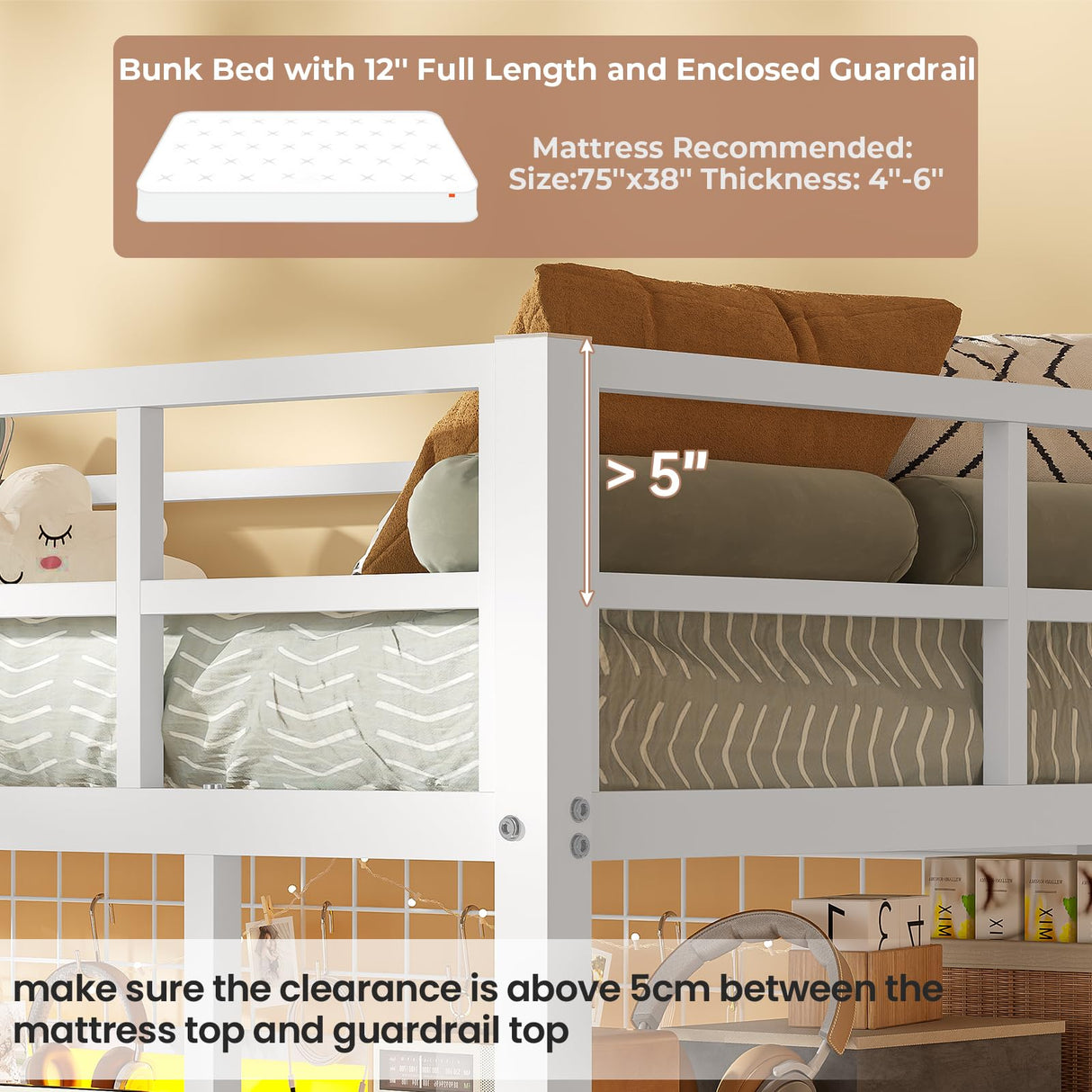 VIAGDO Loft Bed Twin Size with L-Shaped Desk, Charging Station and LED Lights, Twin Loft Bed with 4-Tier Bookshelf and 3 Drawers, Clothes Rail, Safety Guardrail&Ladder, No Box Spring Needed, White VIAGDO