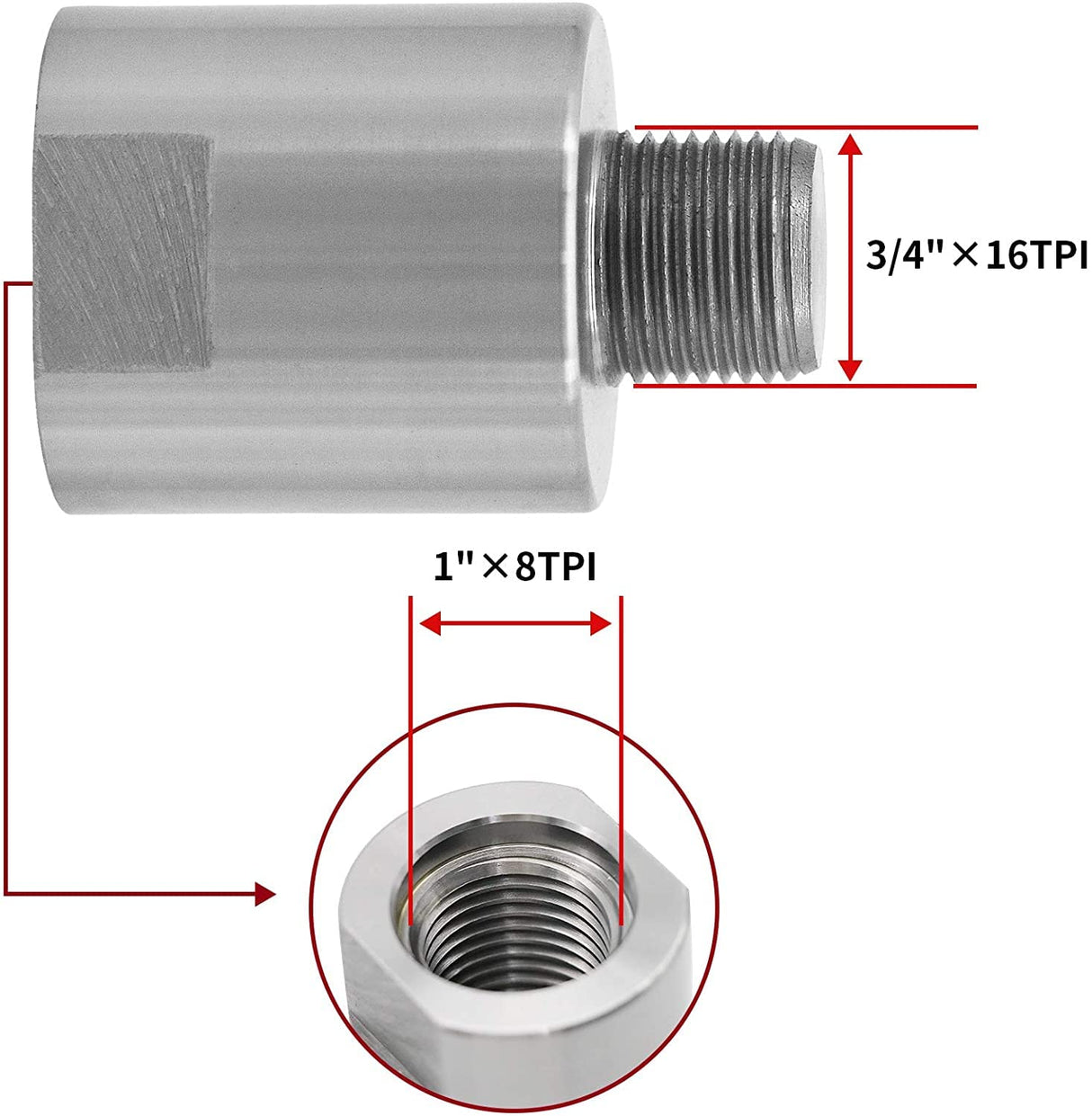 Wood Lathe Chuck Spindle Adapter, Woodworking Turning Headstock Thread Accessories Tools 3/4" x 16tpi to 1" x 8tpi AI