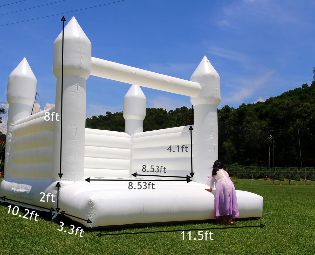 White Bounce House for Kid Adult Commercial -(100% PVC),(750w Blower), Large Inflatable Bouncy Castle for Wedding, Birthday Party Decor,13.5x11.5x10FT Inflantteble