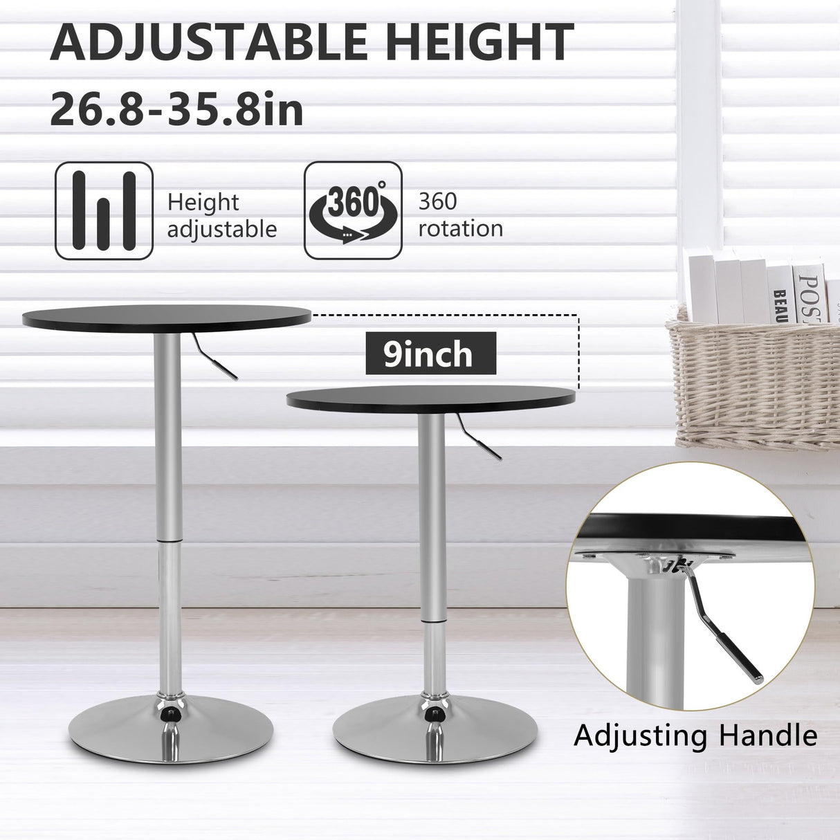 PayLessHere Adjustable Height Bar Table - Modern Pub Table for Dining Room or Kitchen PayLessHere