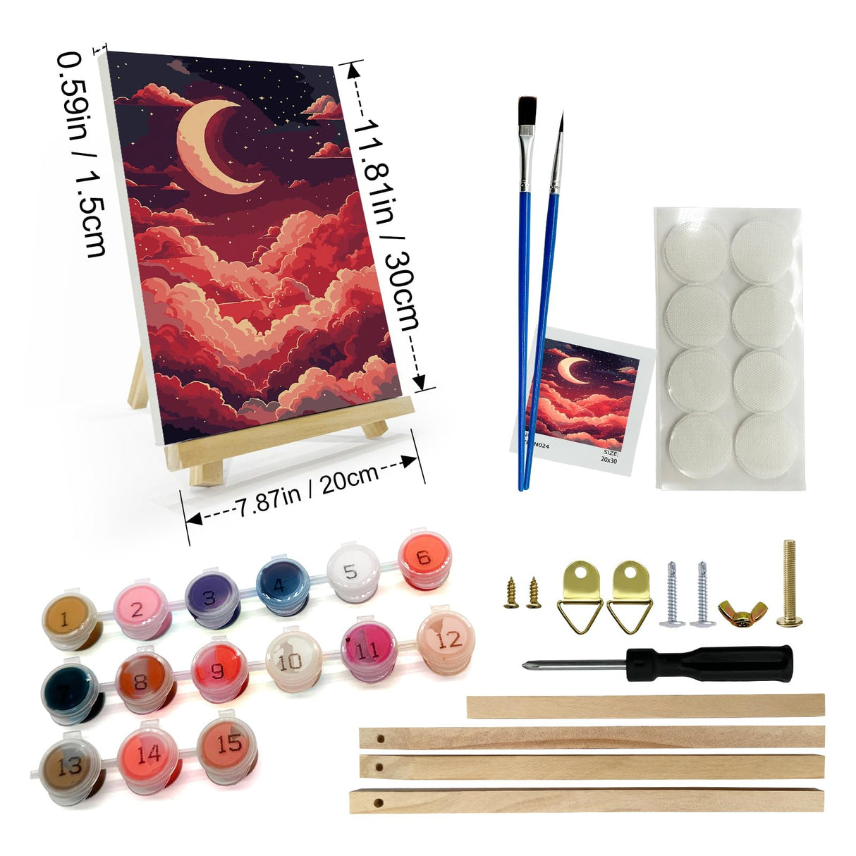 JOOZ Moon Paint by Numbers Kit for Adults with Frame, Paint by Number with Easel, Adults Paint by Number Kits Framed Canvas, DIY Oil Painting Kit for Home Wall Decor 8 x 12 Inch JOOZ