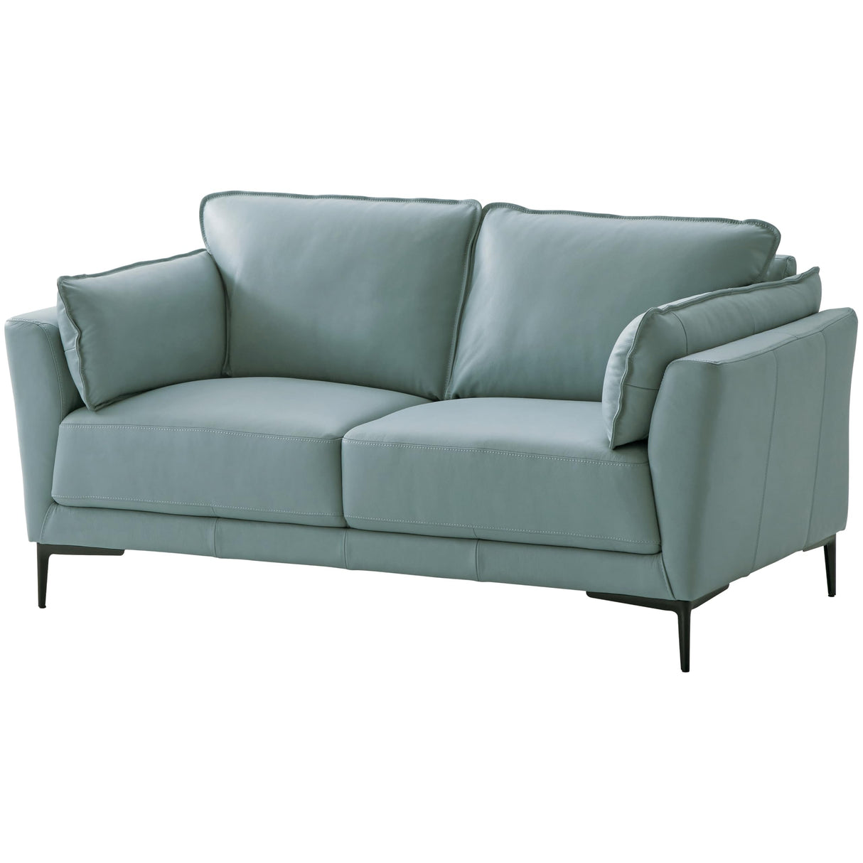 Acme Mesut Leather Upholstered Loveseat in Light Blue and Black Acme