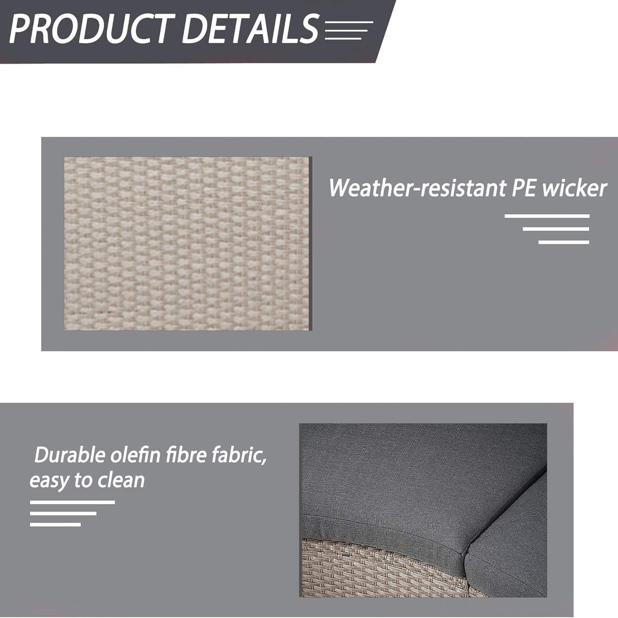 Incbruce Outdoor Half Moon Patio Furniture 5-Piece Curved Outdoor Sofa, All-Weather Outdoor Sectional Furniture Patio Conversation Sets with Round Tempered Glass Top Table (Grey Cushions) Incbruce