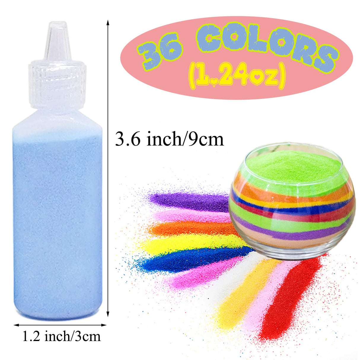 Guuozzli 36 PCS Art Sand Kit, DIY Scenic Sand Painting & Wedding Decoration Bottles Guuozzli