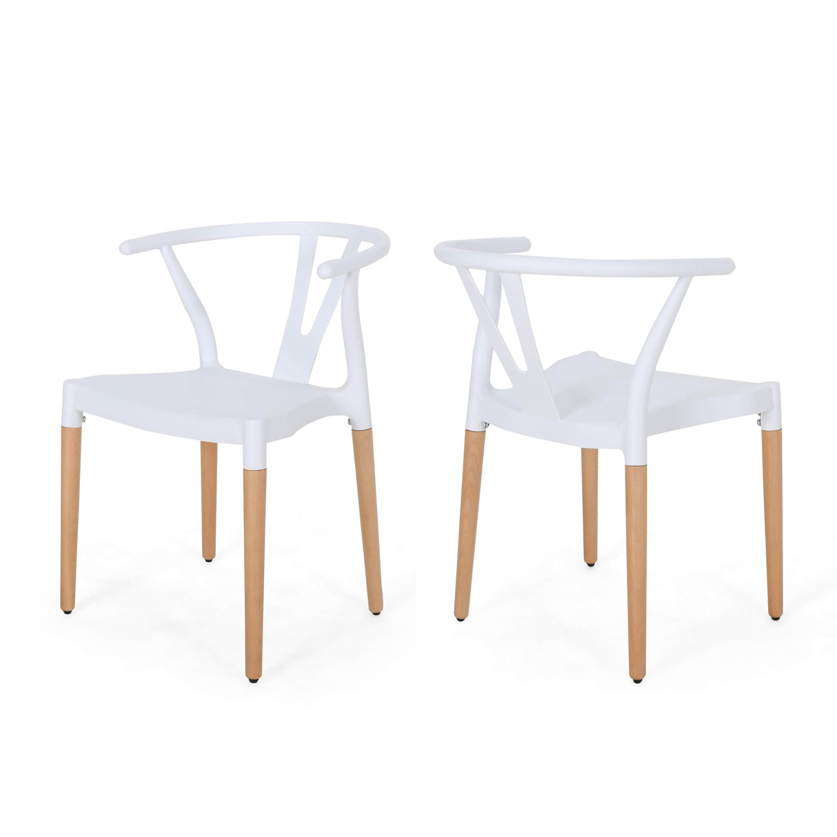 Christopher Knight Home Victoria Modern Dining Chair with Beech Wood Legs (Set of 2), White and Natural Finish Christopher Knight Home