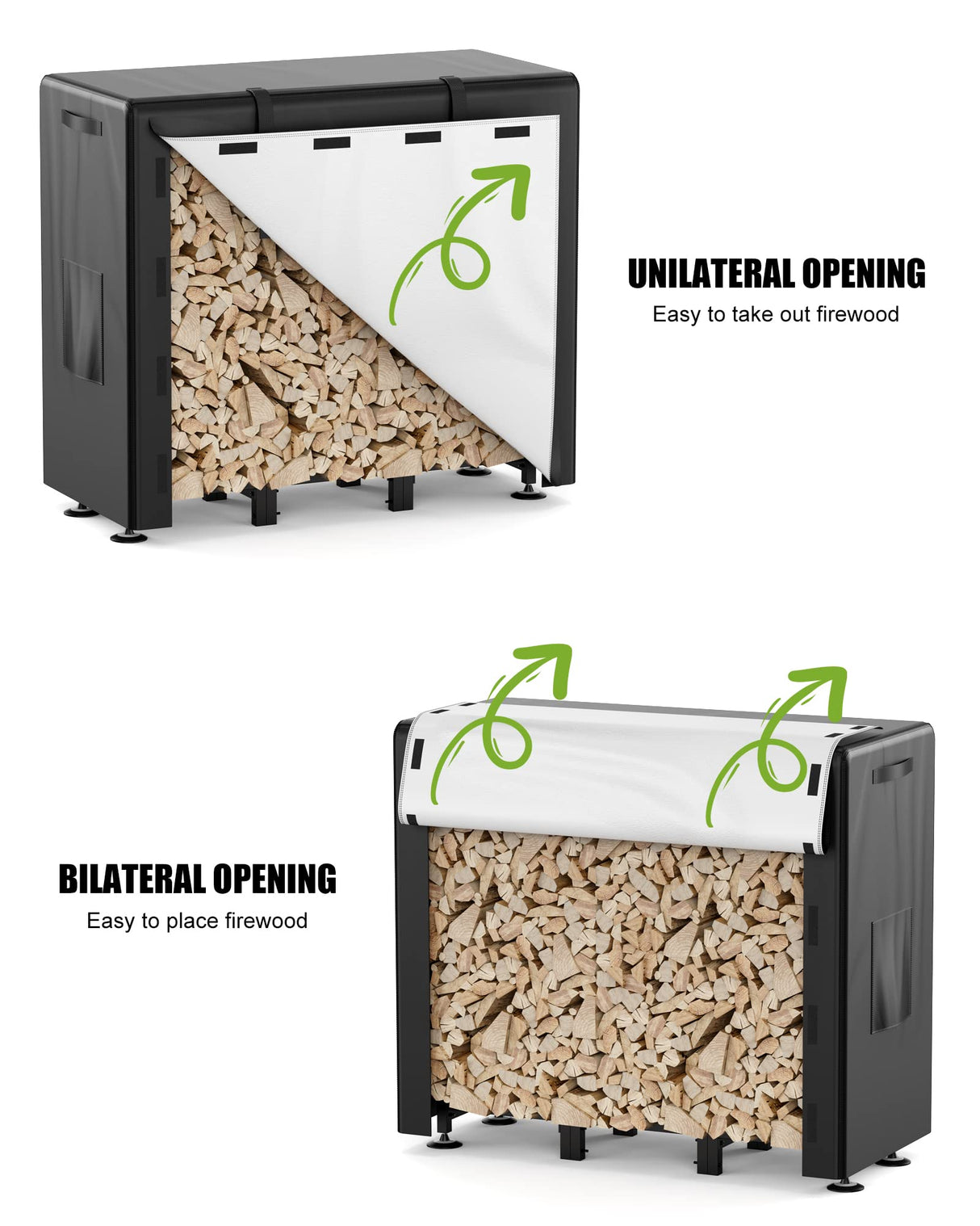 Brightown 4FT Firewood Rack Outdoor with Cover, Indoor Wood Rack for Firewood, Waterproof Fire Wood Holder Outside, Adjustable Heavy Duty Logs Stand Brightown