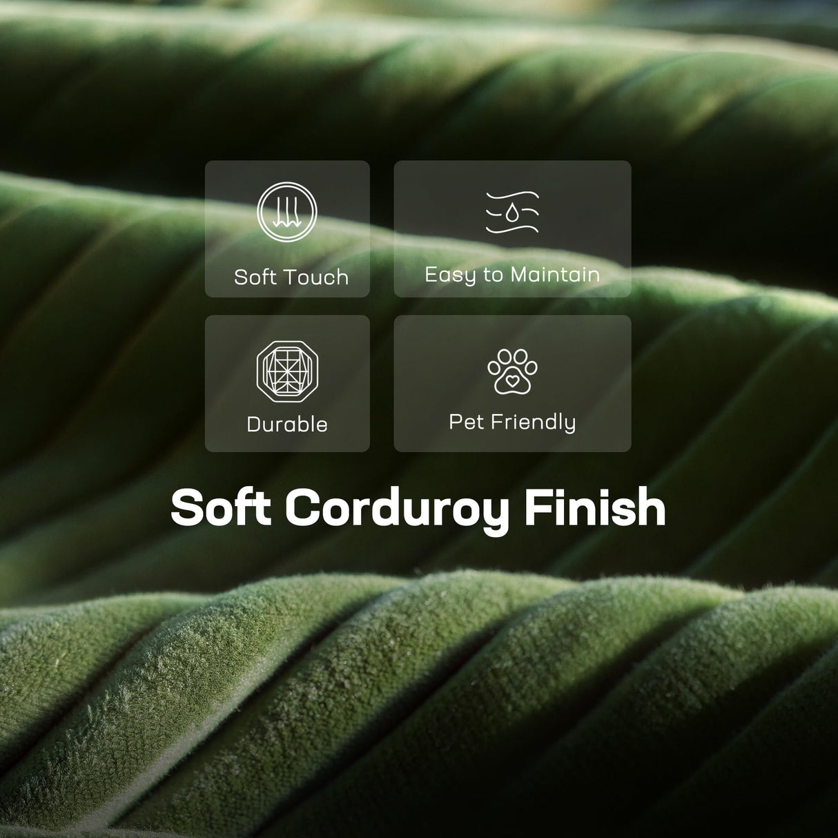 Marsail Modular Sectional Sofa, 111" L-Shaped Modular Sectional Couch with Deep Seat, Freely Combinable Sectional Clound Sofa for Living Room, No Assembly, Plush Corduroy Fabric, Green Marsail