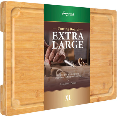 Extra Large Cutting Board, 17.6" Bamboo Cutting Boards for Kitchen with Juice Groove and Handles Kitchen Chopping Board for Meat Cheese board Heavy