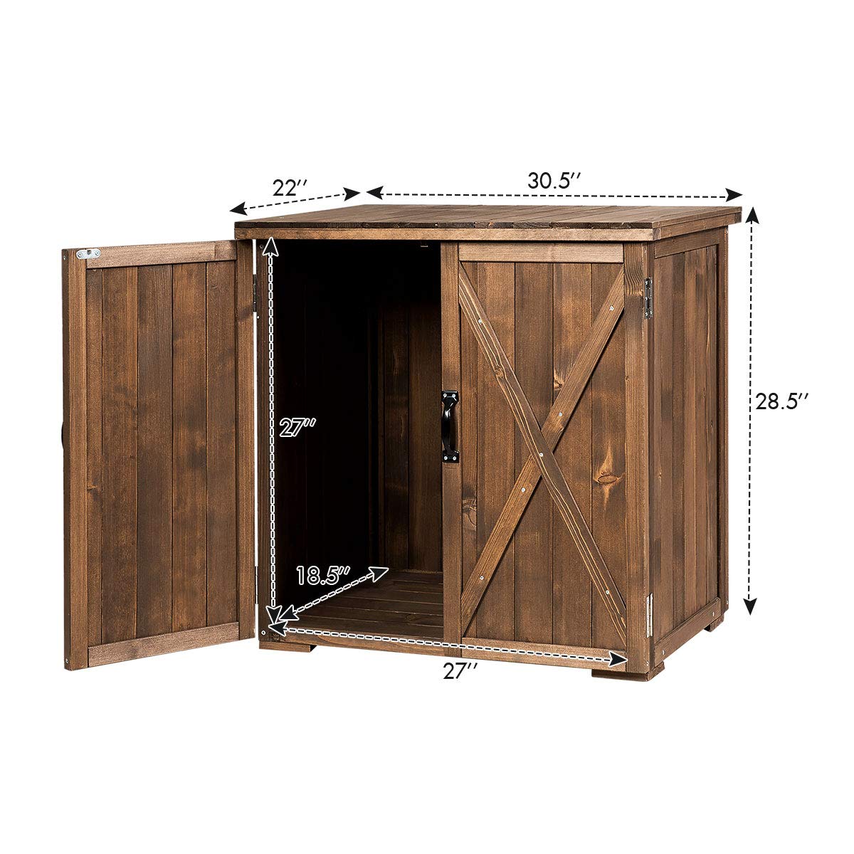 Goplus Compact Wooden Storage Shed, 2.5 X 2 Ft Fir Wood Cabinet for Garden Yard Patio Goplus