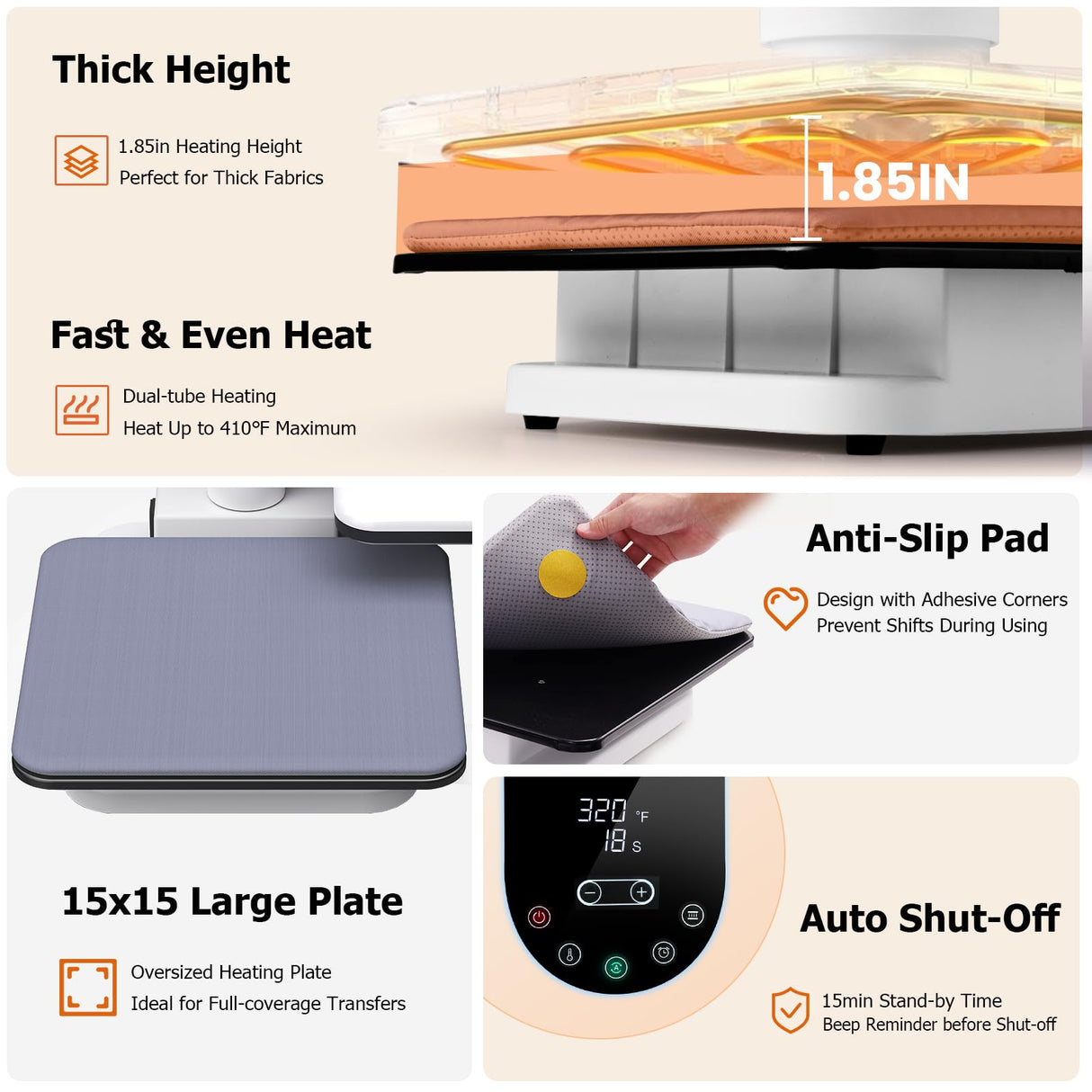 AKEYDIY 15x15 Heat Press, Dual Auto Heat Press Machine for T-Shirts, 360° Swing Away Heat Press with Auto Press Release for Sublimation Pillows, Canvas Bags, Puzzles, Coasters (15x15 White) AKEYDIY