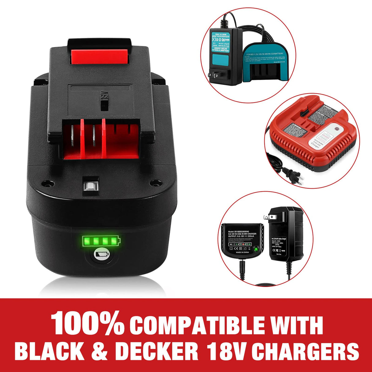 【Lithium-ion】2Pack DSANKE HPB18 18V 6.0Ah Lithium-ion Battery Replacement for Black and Decker 18Volt Battery for 244760-00 HPB18 Battery A1718 A18 A18E HPB18-OPE Firestorm FS180BX FS18BX FS18FL FSB18 C DSANKE C