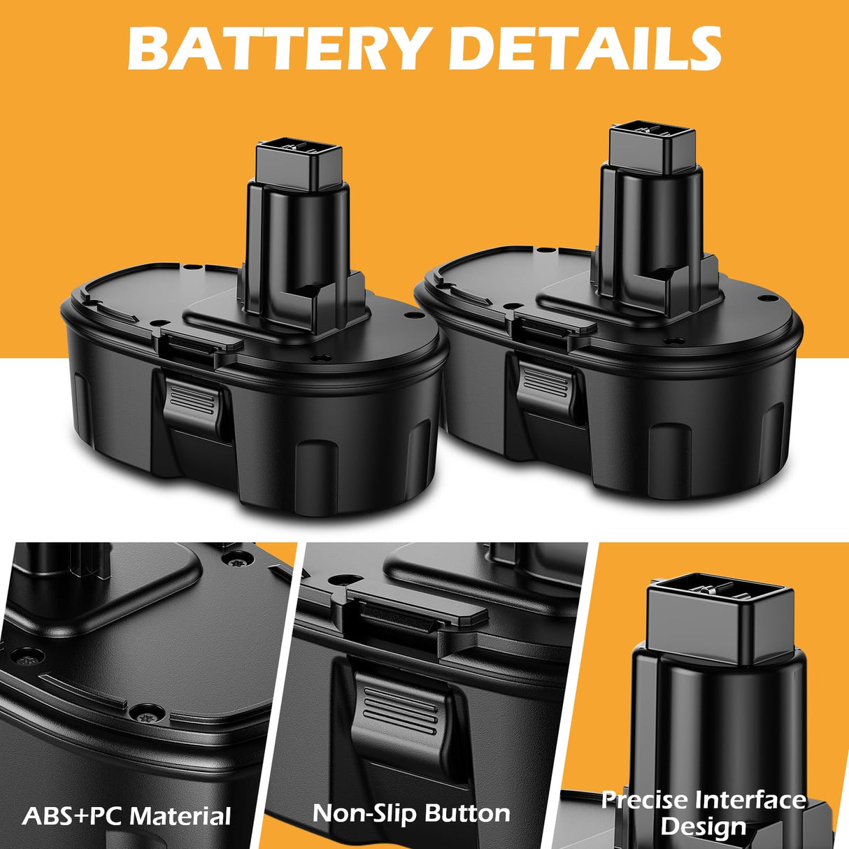 JUNWOOD 2Pack 5000Ah Ni-Mh Replacement for Dewalt 18V Battery Compatible with DC9098 DC9096 DC9099 DC970 DW9095 DW9096 DW9098 DW9099 DE9039 DE9095 DE9096 DE9098 JUNWOOD