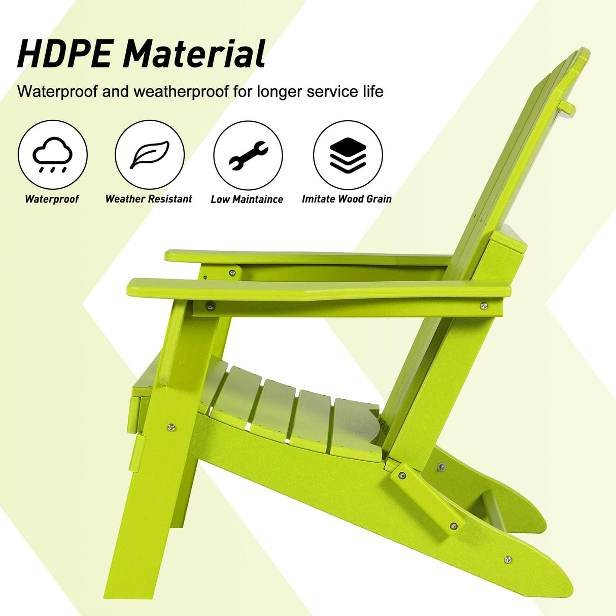 Aoodor HDPE Outdoor All-Weather Folding Adirondack Chair for Patio, Garden, Backyard, Deck Lawn Fire Pit - Apple Aoodor