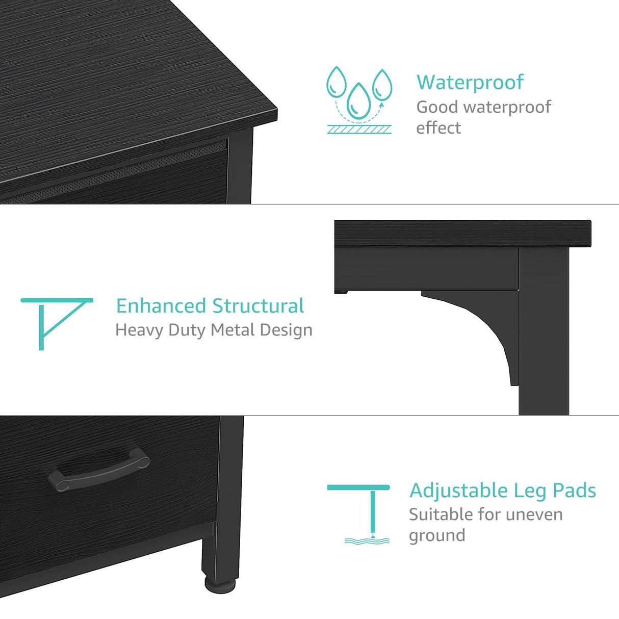 Lufeiya Computer Desk with File Drawers Cabinet, 47 Inch Home Office Desks with Filing Cabinet for Small Space, Gaming Study Writing Table PC Desks, Black Lufeiya